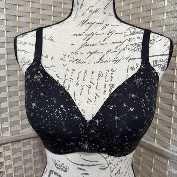 Knix WINGWOMAN CONTOUR BRA Size 3 Black STARGAZER Celestial Print Wireless NEW - Picture 1 of 10